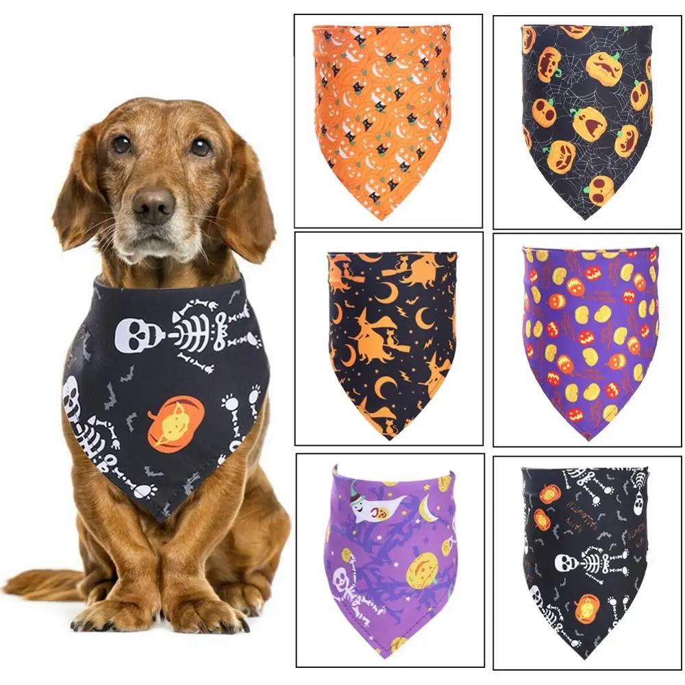 

Halloween Dog Bandana Cotton Scarf Bib Grooming Accessories Bandage Collar for Small Medium Large Pet Fashion Design