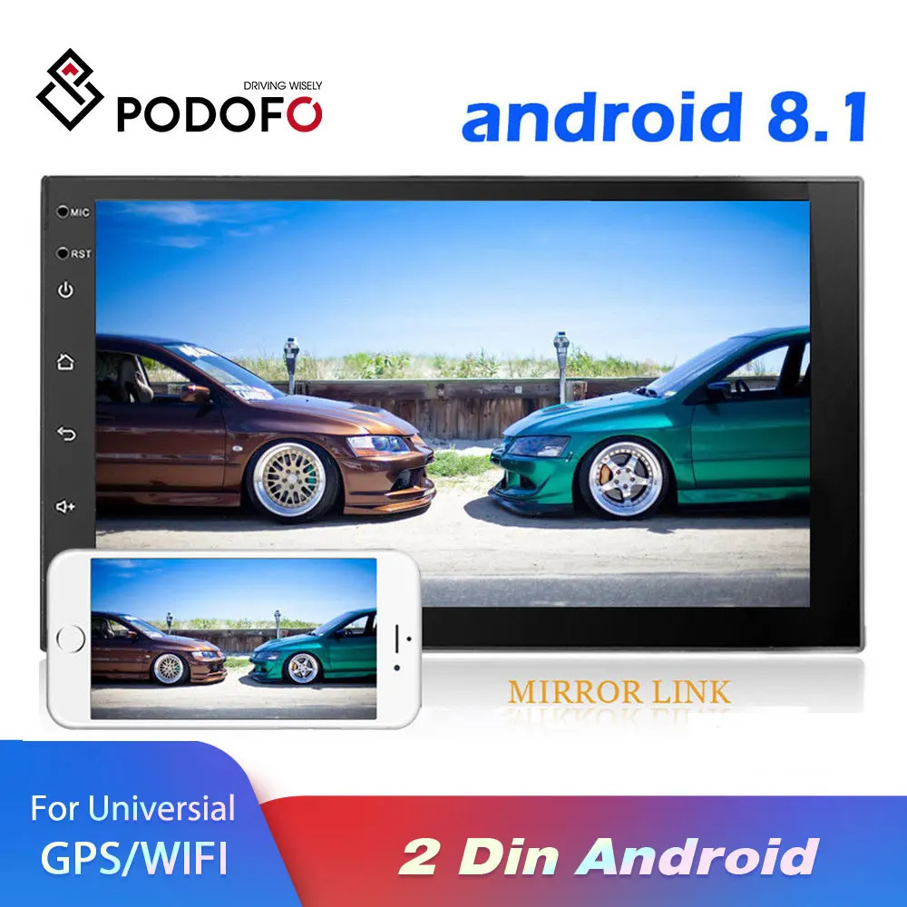 Podofo Универсальный 2 Din 7 &quotAndroid автомобильный Радио Мультимедиа Bluetooth gps навигация