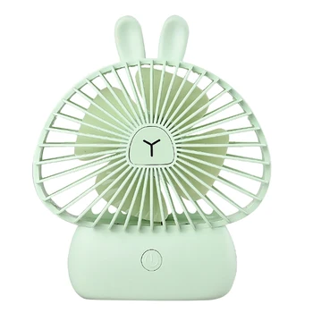 

Portable Cartoon Small Fan Three-Speed Large Wind Night Light Desktop Charging Mini Handheld Small Fan(Green)