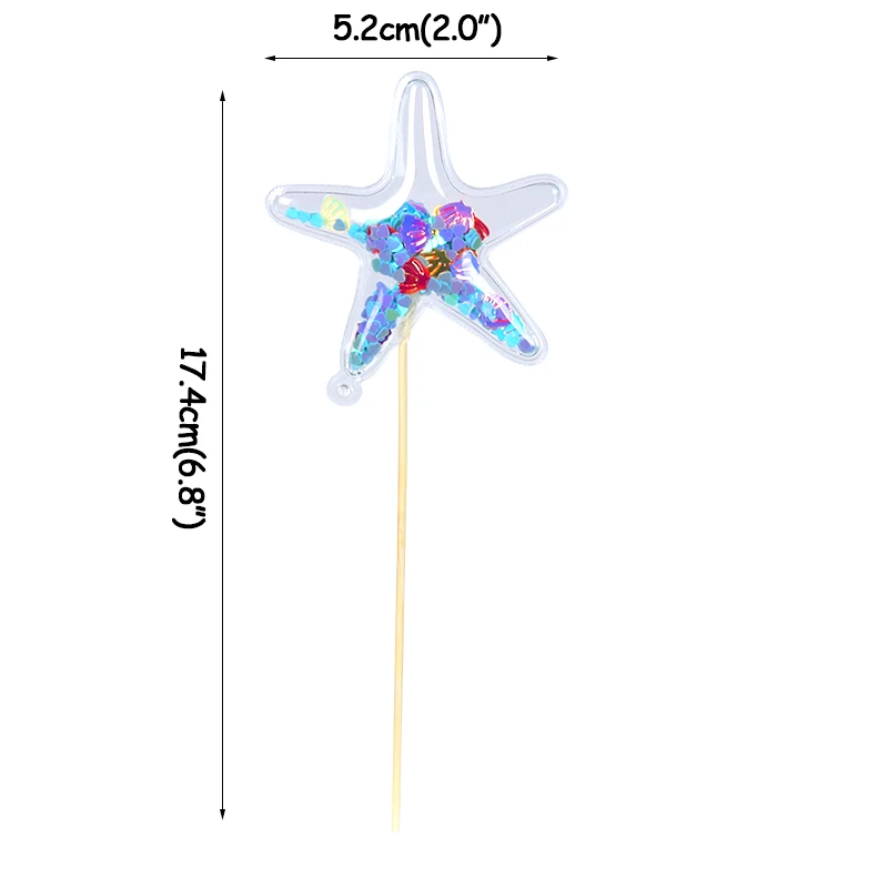 3 шт. прозрачной короны Сердце Конфетти торт Топпер Дети День рождения принадлежности ракушка звезда хвост русалки топперы детский душ Декор - Цвет: 3pcs