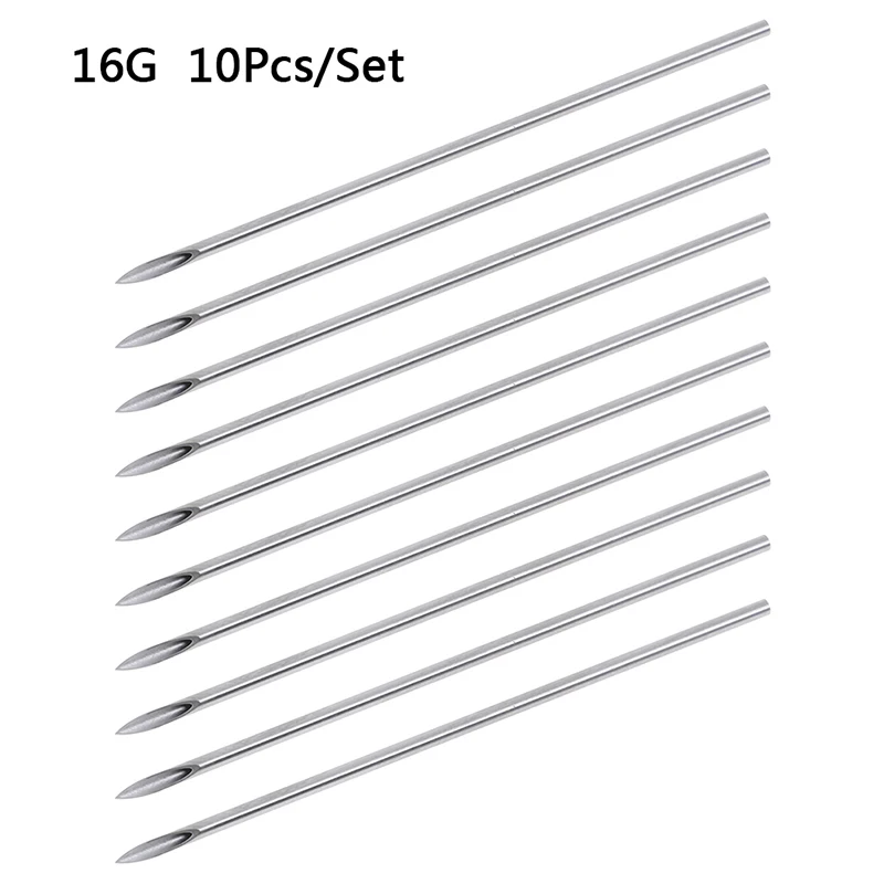 10pcs/set 12g/14g/16g/18g/20g Disposable Tattoo Piercing Needles For Navel Nipple Ear Nose Lip Tattoo Piercing Needles Kit Tool