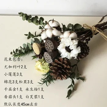 

C Dried Flower Pine Cones Cotton Dried Flower Wall Hangers Bouquet