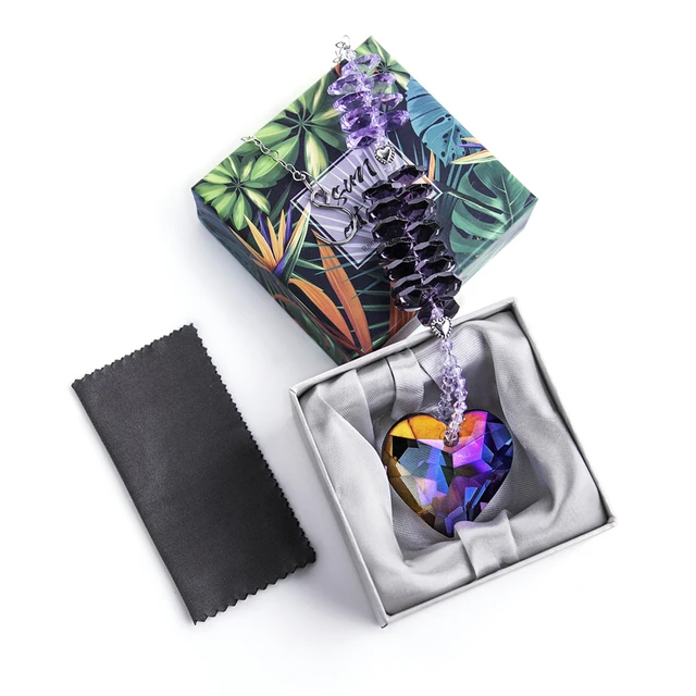 H&D Szivárványkészítő Lógó Kristály Napsütő Üveg Tényezett Szívprizma Medál Ablak, Ajándékok Karácsonyi Esküvőre (Lila) - Image 6