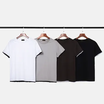 

ZHIJING Europe And America High Street Cool Celebrity Style Hip Hop Loose Base Mock Two-Piece Short sleeved clothes men t shirt