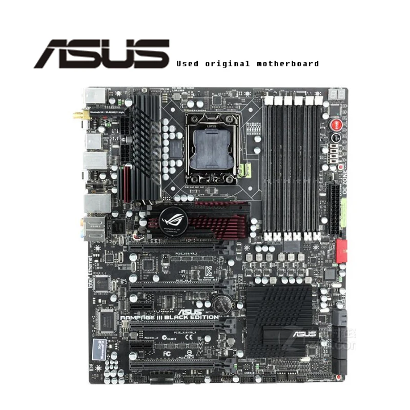 LGA1366 для ASUS Rampage III Black Edition оригинальный б/у настольный компьютер Intel X58 Материнская