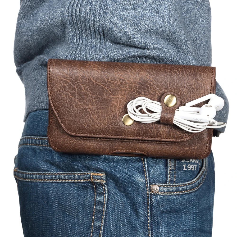 Leather Belt Clip Phone Case for Men - Waist Bag and Holster Pouch