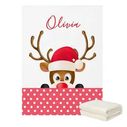 LVYZIHO Merry Christmas Deer Personalized Name Baby Blanket - 30x40 / 48x60 / 60x80 Inches - Flannel Fleece Blanket