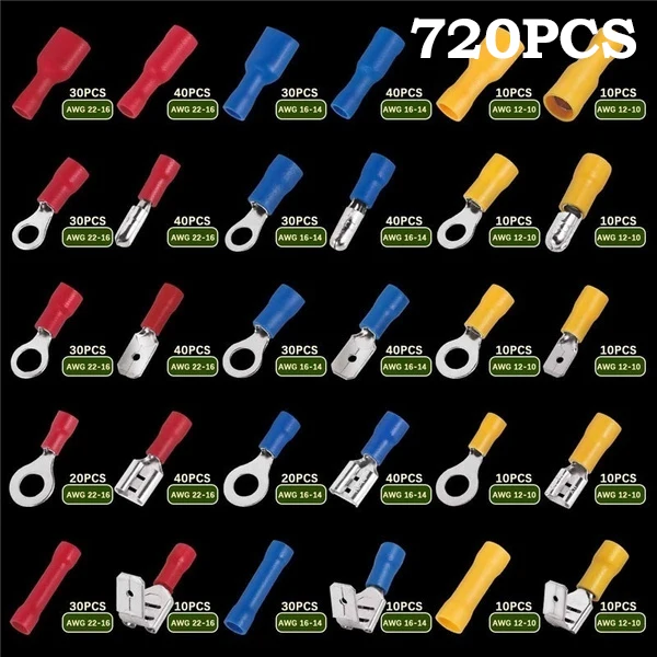 peças, conector de fiação elétrica isolada, pino, kit de terminais