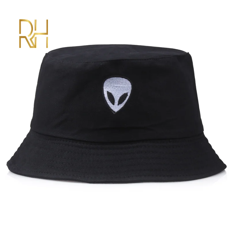 Черная белая одноцветная Панама с инопланетянами унисекс Bob cap s хип хоп Gorros