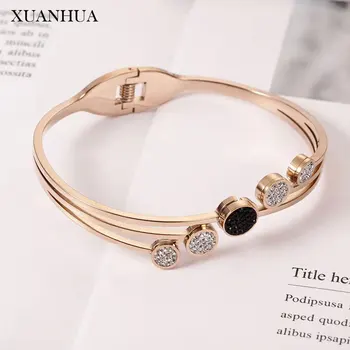 

XUANHUA Rose Gold Women Cuff Bracelet Stainless Steel Jewelry Woman Fashion Jewellery Accessories Offers With Free Shipping