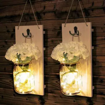 

LED Wall Lamp Retro Mason Outdoor Courtyard Garden Hanging Lamp for Country Wedding Bar Bedroom Home Decoration