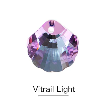 Vitrail Light Супер блестящий кулон в форме ракушки, хрустальные стразы, украшения для ювелирных изделий, сделай сам, изготовление сережек K9, стеклянный кулон с одним отверстием 16 мм - Цвет: Vitrail Light