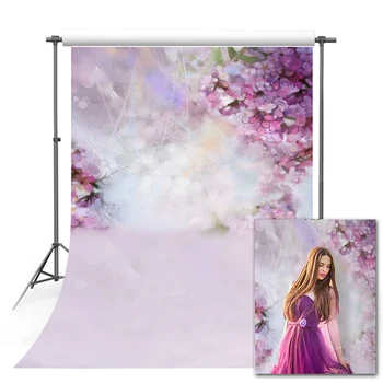 

Mehofond Pink Flower Backdrop Painting Light Spot Cake Baby Portrait Wedding Photography Background for Photo Studio Photocall
