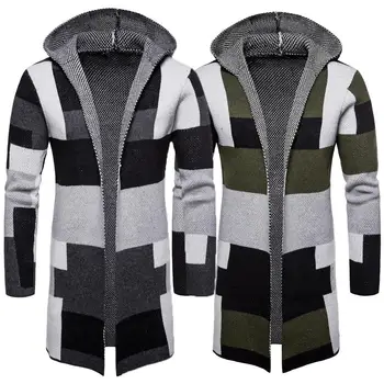 

Fashion Men Casual Sweater 2019 Winter Thick coat s-lim Cardigan Men Hooded Neck Quality Knitted Brand Male Sweaters size M-XXL