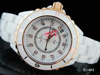 

New Men Women ClassicJapan Quartz Black White Ceramic Date Round Watch Rose Gold couple of high-quality Ceramica Lady Watches