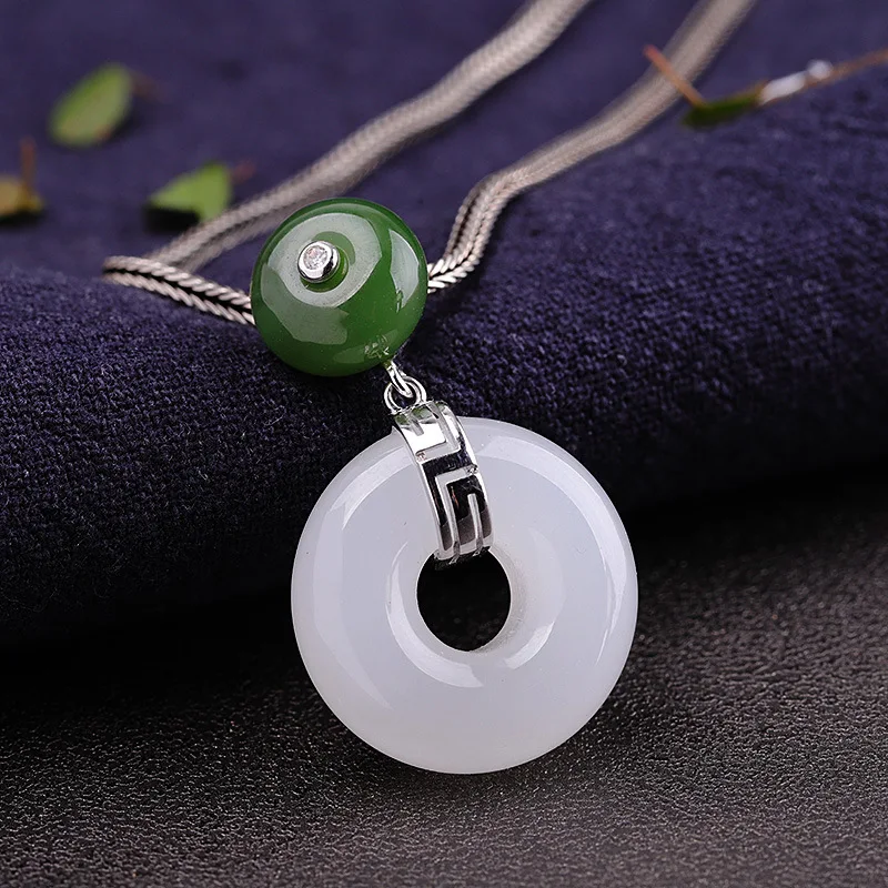Безглицый натуральный jade Jasper пуговицы ожерелья без цепочек элегантные женские вечерние платья подвески из драгоценных камней 925 серебро Bijoux P1154