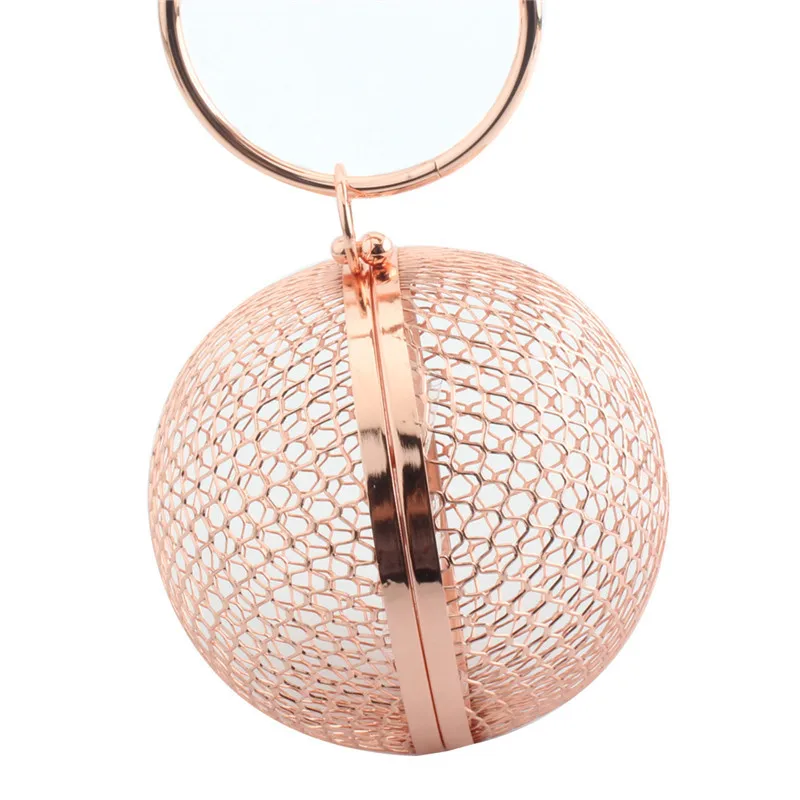 Rose Gold Винтажная Женская вечерняя сумка с металлической цепочкой, открытая мини-сумка, вечерние сумки на плечо и через плечо, клатч, круговая сумка - Цвет: Rose Gold