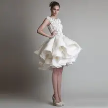 Robe de bal blanche Chic en dentelle, à volants à plusieurs niveaux, sur mesure, sans manches, Mini Robe de soirée