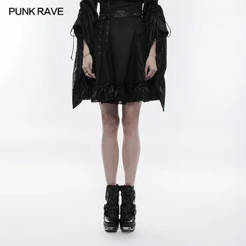 

PUNK RAVE Women Black Mini Skirt High Waist Japan Lovely Skirts Fashion Gothic Lolita Skirt Club Party Caual Skirts