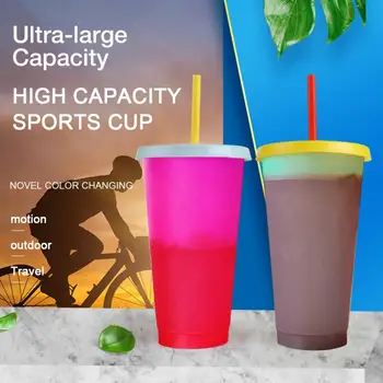 

Reusable Color Changing Cold Cups Magic Plastic Coffee Mugs Water Bottles Set PlasticIced Tumbler Cold Drink Travel Mug Coffee