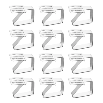 

12 Pcs Thickened Stainless Steel Tablecloth Holders Kitchen Tablecloth Clips Non-Slip Table Clips, Tableware