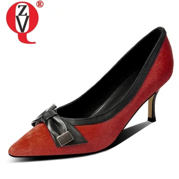 

ZVQ spring new fashion sexy party women pumps outdoor high heels pointed toe slip-on horsehair bowtie women shoes drop shipping
