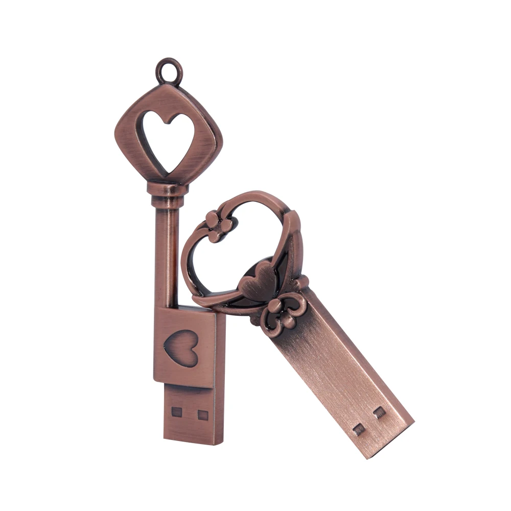 Toilored Logo Pen Drive Metal Pure Copper Heart Key Gift USB Flash Stick 4gb 8gb 16gb 32gb 64GB Thumb | Компьютеры и офис