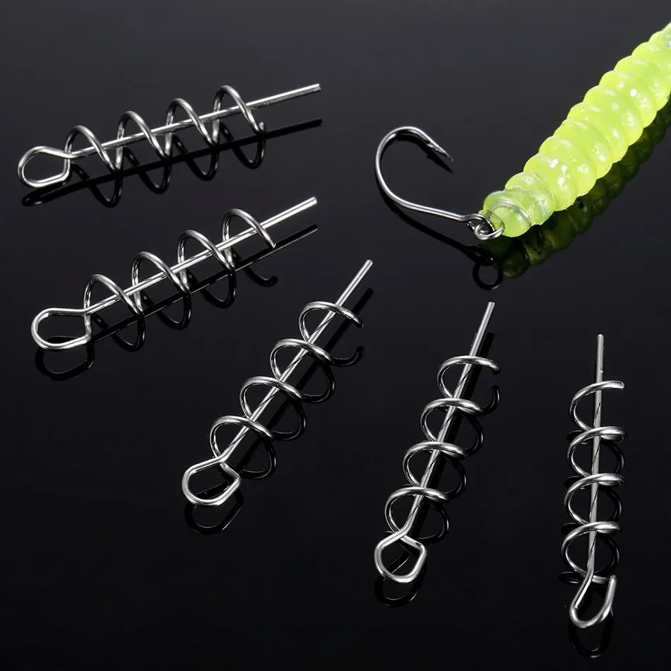 50 or100pcs/Lot Spring Lock Pin Crank Hook Fishing Connector 7MM-42MM Stainless Steel Swivels&Snap Soft Bait Accessories