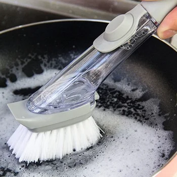 

Multifunctional LongHandle Cleaning Brush With Removable Brush Head Sponge Soap Dispenser Dish Washing Brush Kitchen Clean Tools