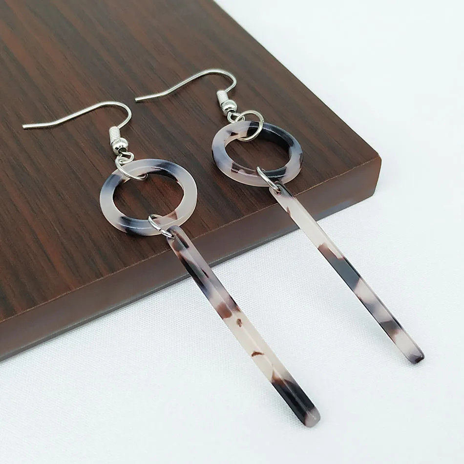 

SHELA Acrylic Resin Acetic Acid Round Geometric Unique Long Fashion Earrings for Women Pendientes