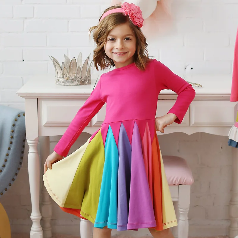 Girls Unicorn A-Line Princess Dress 2020 Spring Baby Kids Children Long Sleeve Soft Cute Pink Party Vestido Clothes For 1-5T