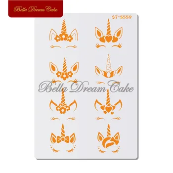

1pc 8 kinds Unicorn Face Shape Cookies Stencil Coffee Stencils Template For Birthday Party Baking Cake Mold Cake Decorating Tool