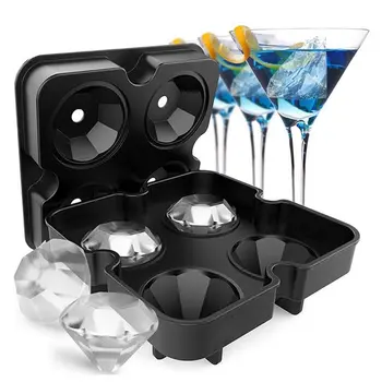 

Tray Whiskey Ball Maker Ice Cream Molds Form Chocolate Mold for Party Bar 4 Cell Diamond Ice Ball Mold Silicone Ice Cube