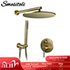 8/10/12 inch Solid Brass Shower Set Bathroom Round Head Faucet Luxury Gold HandShower Diverter Mixer Golden Handheld Spray Set ► Photo 1/6