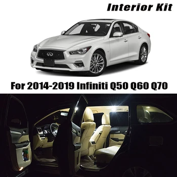 

12pcs White Bulb LED Car Light Interior Kit For 2014-2019 Infiniti Q50 Q60 Q70 Map Dome Trunk Glove Box Lamp