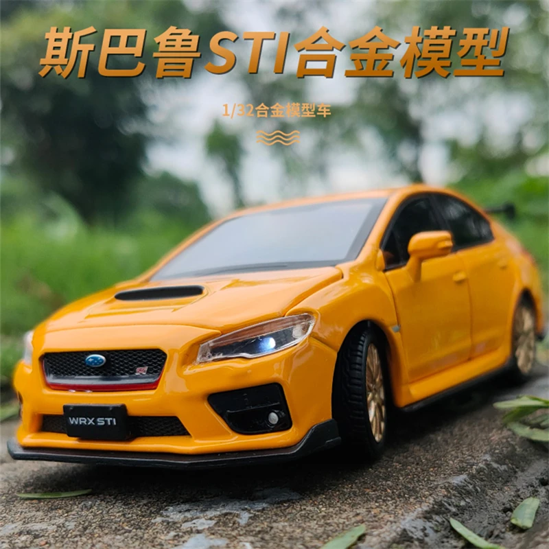 1/32 Subarus WRX STI Alloy Sports Car Model Diecast Metal Simulation Toy Vehicle Car Model Sound Light Collection Childrens Gift
