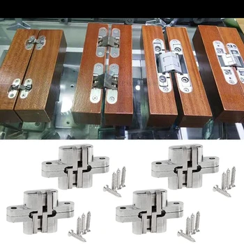 

4pcs Cross Door Hinges Heavy Duty Concealed Cupboard Wardrobe Hardware
