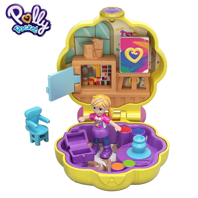 Polly Pocket Awesome Art Studio Mini Treasure World Polly Treasure Box with Accessories Pocket Dolls Toys for Girls GCN10 2