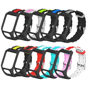 

For TOMTOM Runner 3 & TOMTOM Adventurer Silicone+ABS Wave Two-Color Wrist Strap Replacement Watch Band Adjustable Bracelet Strap