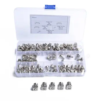 

50 Sets M5 Square Hole Hardware Cage Nuts & Mounting Screws Washers for Server