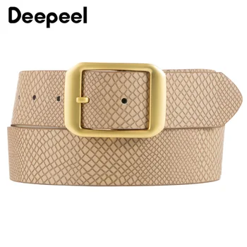 

Deepeel 1pc 3.8*110cm Matte Gold Pin Buckle Head Male PU Belt Embossed Leather Crafts Luxury Quality Designer Waistband Mens