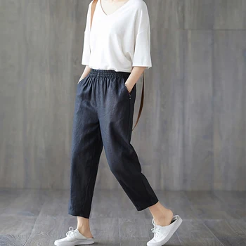 

Women Elastic High Waist Casual Harem Pants Trouser Loose Summer Plus Size Retro