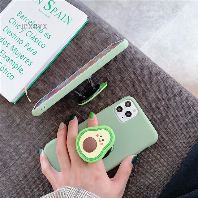 3D Luxury cute cartoon fruit avocado Soft silicone phone case for iphone X XR XS 11 Pro Max 12 MiNi 6S 7 8 plus Holder cover 5