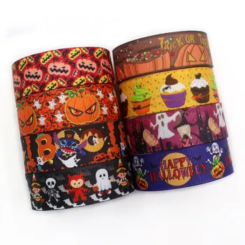 

I-191004-2324,7/8'' 22mm,10 yards Halloween Thermal transfer Printed grosgrain Ribbons,bow cap accessories and decorations