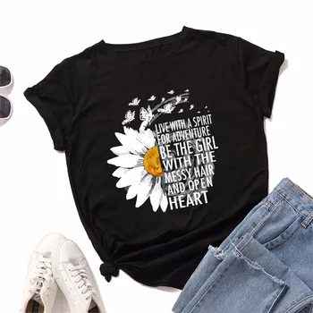 

Summer Women T-Shirt Cotton Plus Size 3XL 4XL 5XL Graphic Flower Letters Print Short Sleeve Female Tshirts Casual Tops Tees