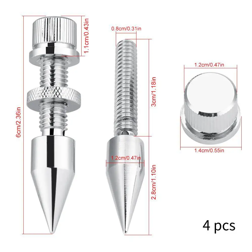 4 шт спикер Спайк изоляция шипы Стенд ноги HiFi динамик противоударный конус база колодки - Цвет: Silver 4 pcs