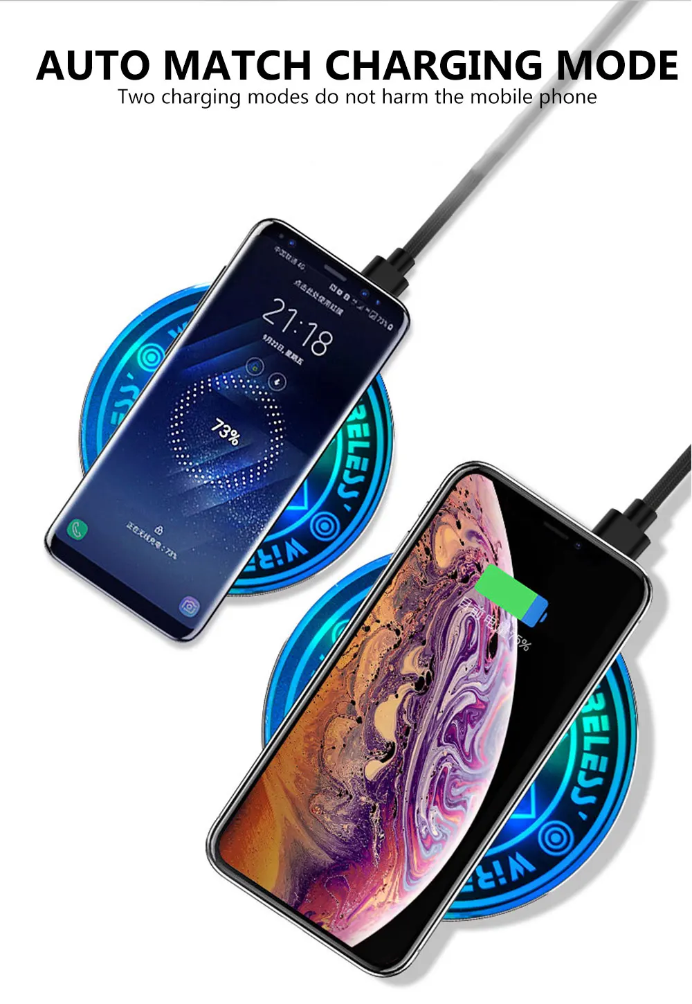 Тегеран 10 Вт Qi Беспроводное зарядное устройство для iPhone X XR XS Max 8 Plus быстрая Беспроводная зарядка для samsung S9 Note 9 S10 USB зарядное устройство