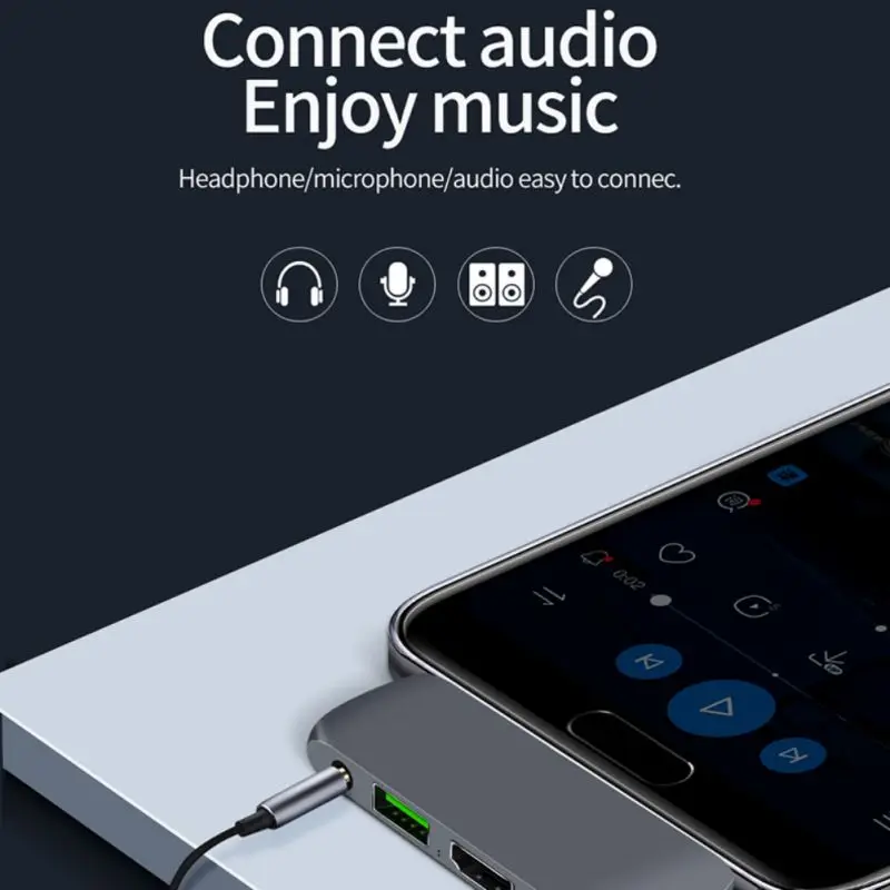 HDMI 4K USB 3,0 3,5 мм аудио совместимый тип-c роскошный 4 в 1 USB C концентратор для Ipad Pro USB-C адаптер с зарядка PD