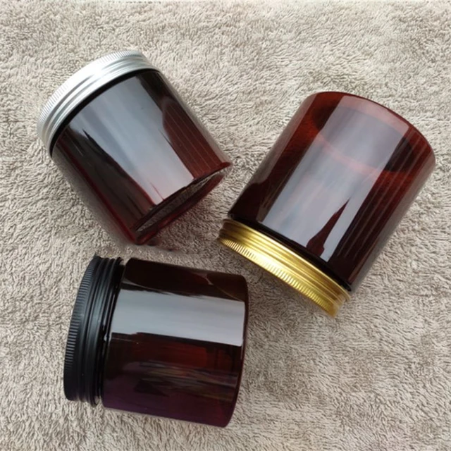 100ml 200ml Amber Glass Candle Jars Empty Round Cosmetic Jar