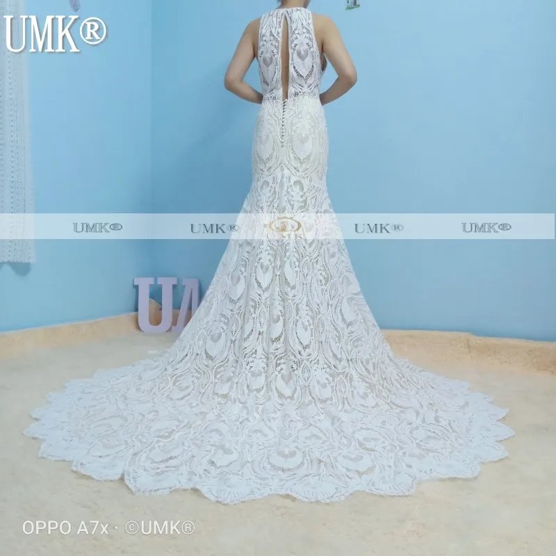UMK 2020 свадебное платье русалки в стиле бохо шикарное вязаное кружевное Свадебные